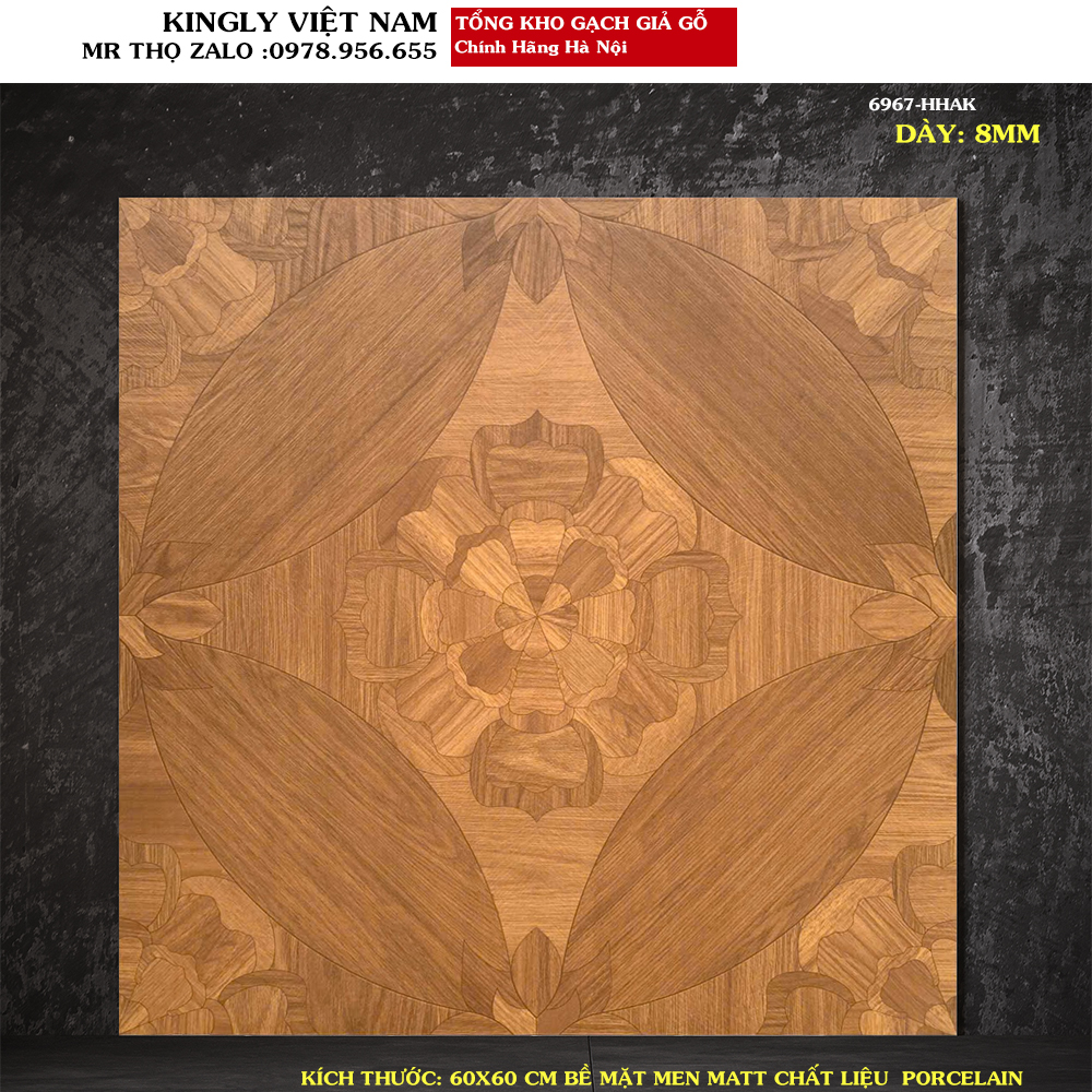 Gạch giả gỗ hoa gỗ Trung Quốc 60x60 6967